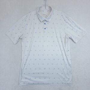 Swannies Polo Shirt Men's XL White Swallow All Over Print Golf Stretch Logo